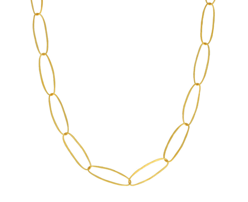 Gold Plated Long Oval Link Necklace