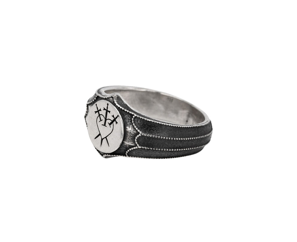 Digby & Iona Three of Swords Signet Ring Side View