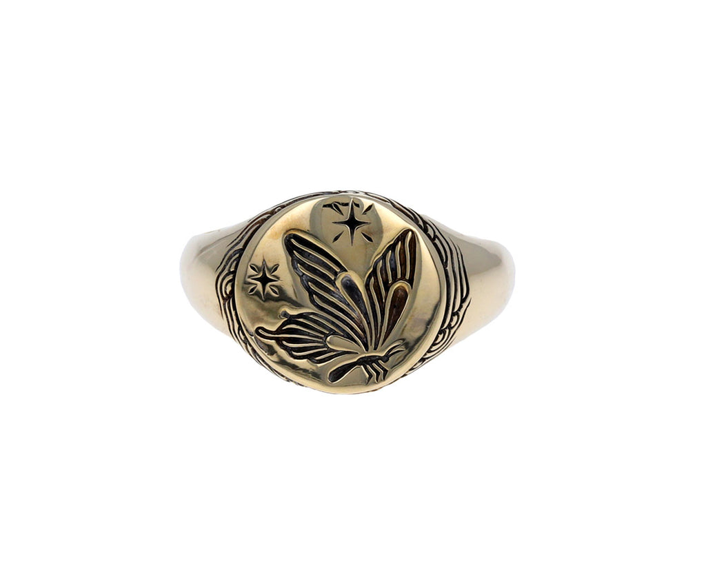 Gold Butterfly Signet Ring