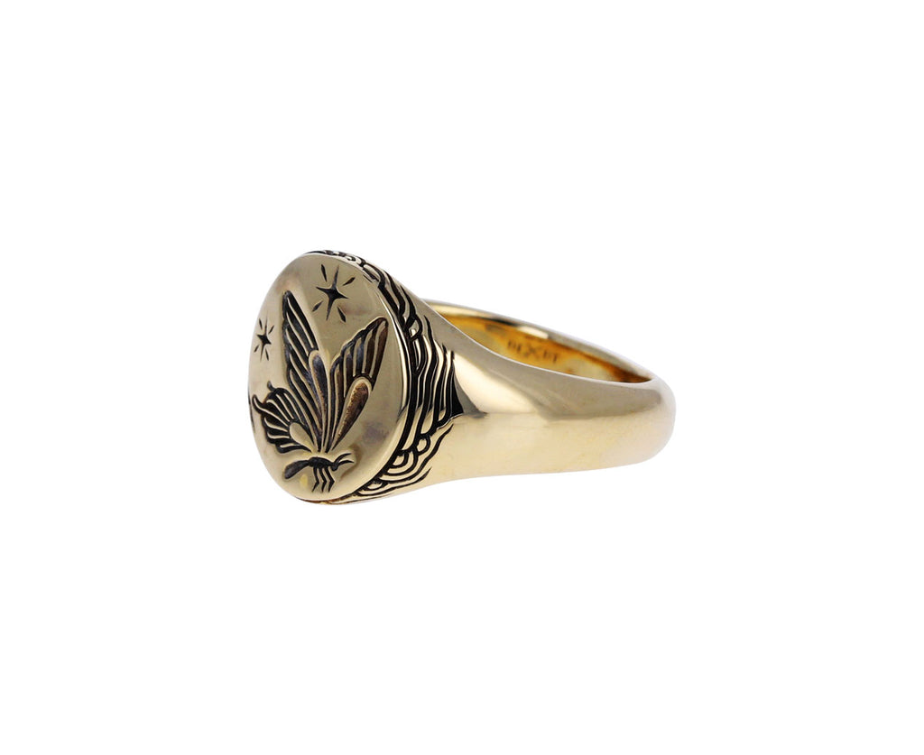 Gold Butterfly Signet Ring