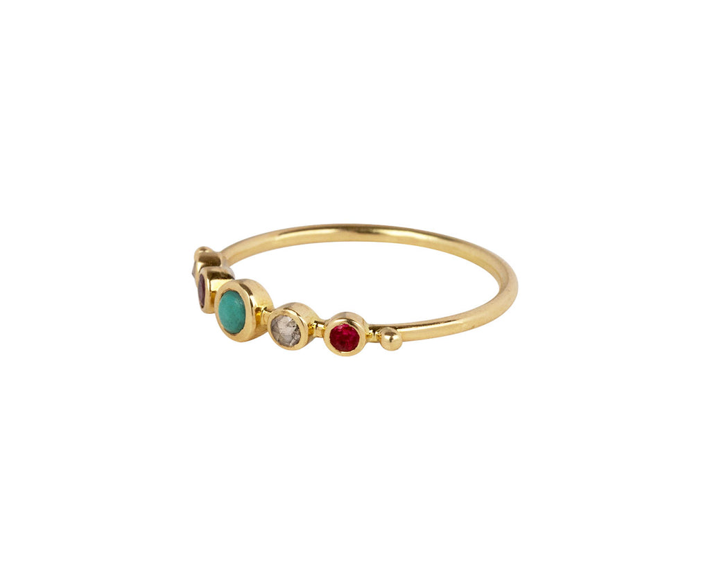 Dorette Mixed Gem Simple Band Side View