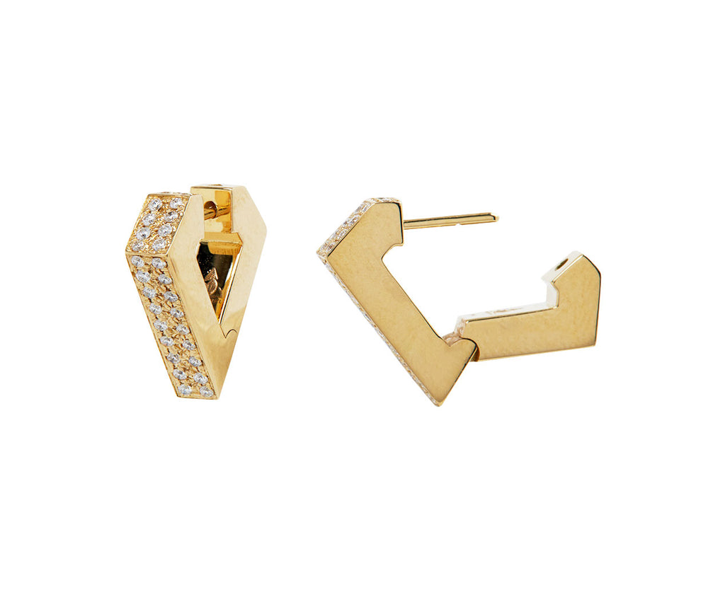 Dries Criel Medium Brut Diamanti Hoop Earrings Side View OpenDries Criel Medium Brut Diamanti Hoop Earrings Side Open