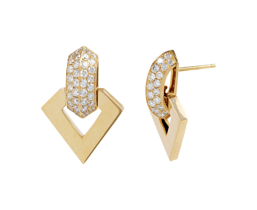 Dries Criel Diamond Brute Pendant Earrings Side View
