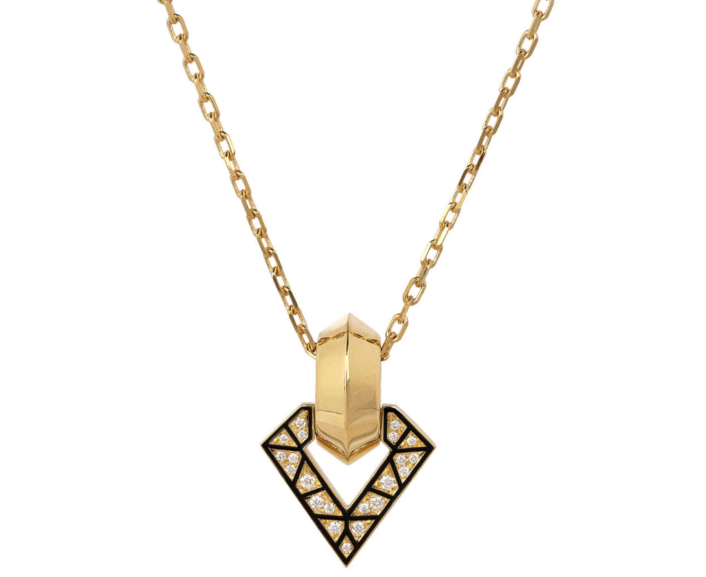 Dries Criel Black Enamel Diamond Brute Pendant Necklace