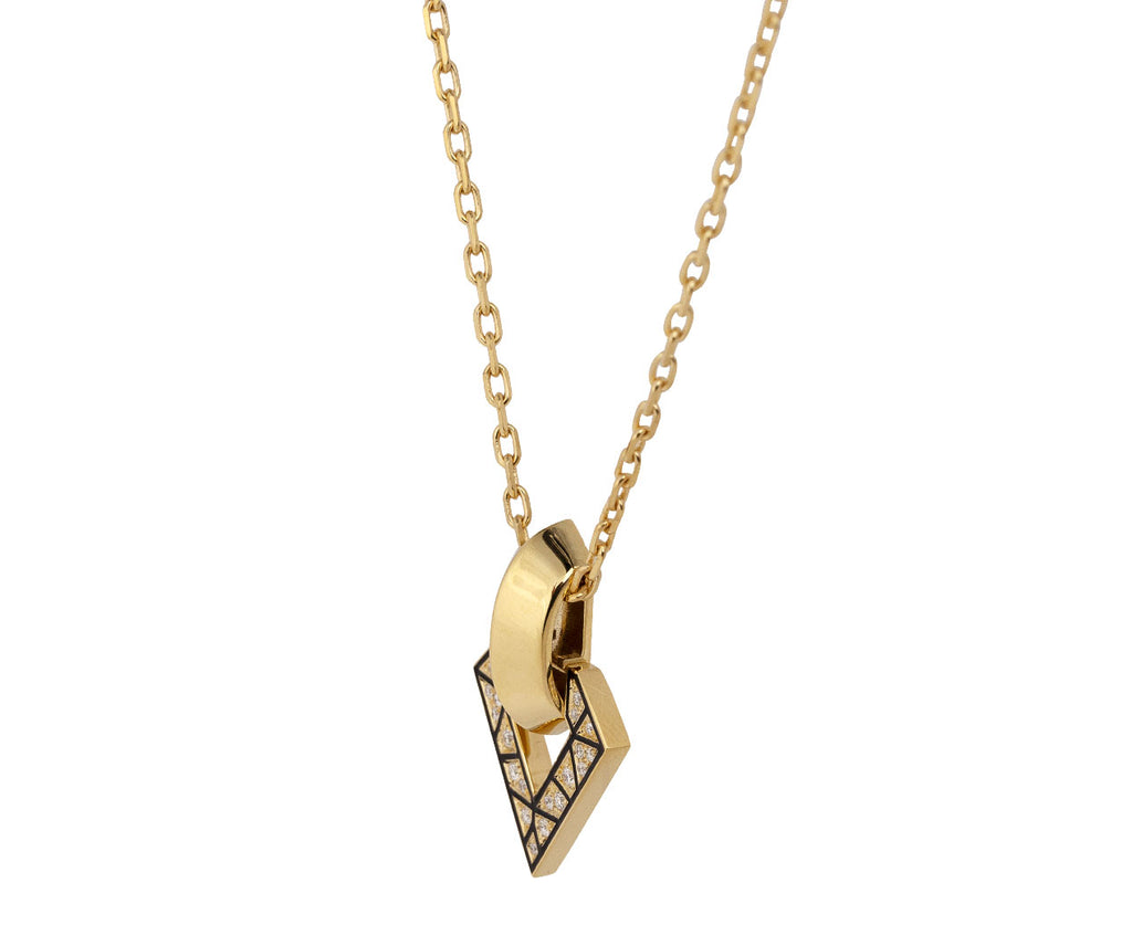 Dries Criel Black Enamel Diamond Brute Pendant Necklace