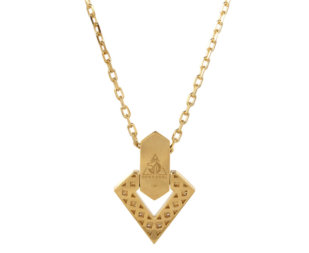 Dries Criel Black Enamel Diamond Brute Pendant Necklace Back View