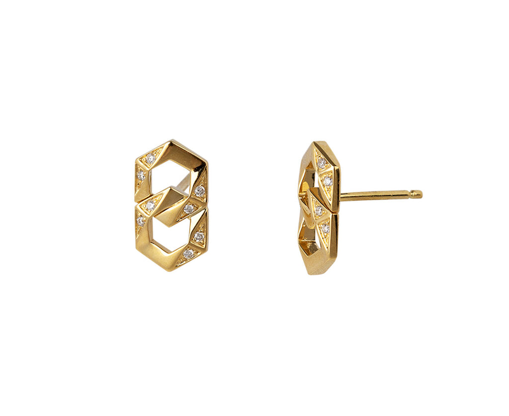Dries Criel Diamond Bond Stud Earrings Side View