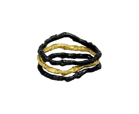 Silver and Gold November Moon Ring