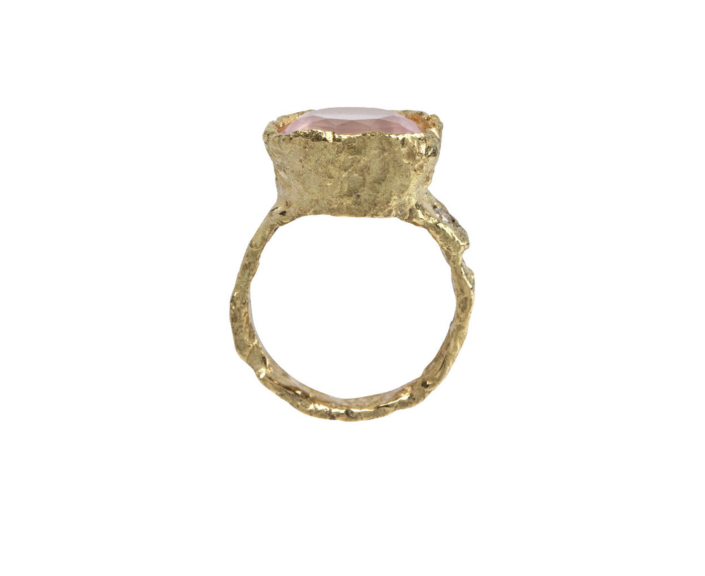 Emanuela Duca Rose Quartz and Diamond Colibri Ring Top View