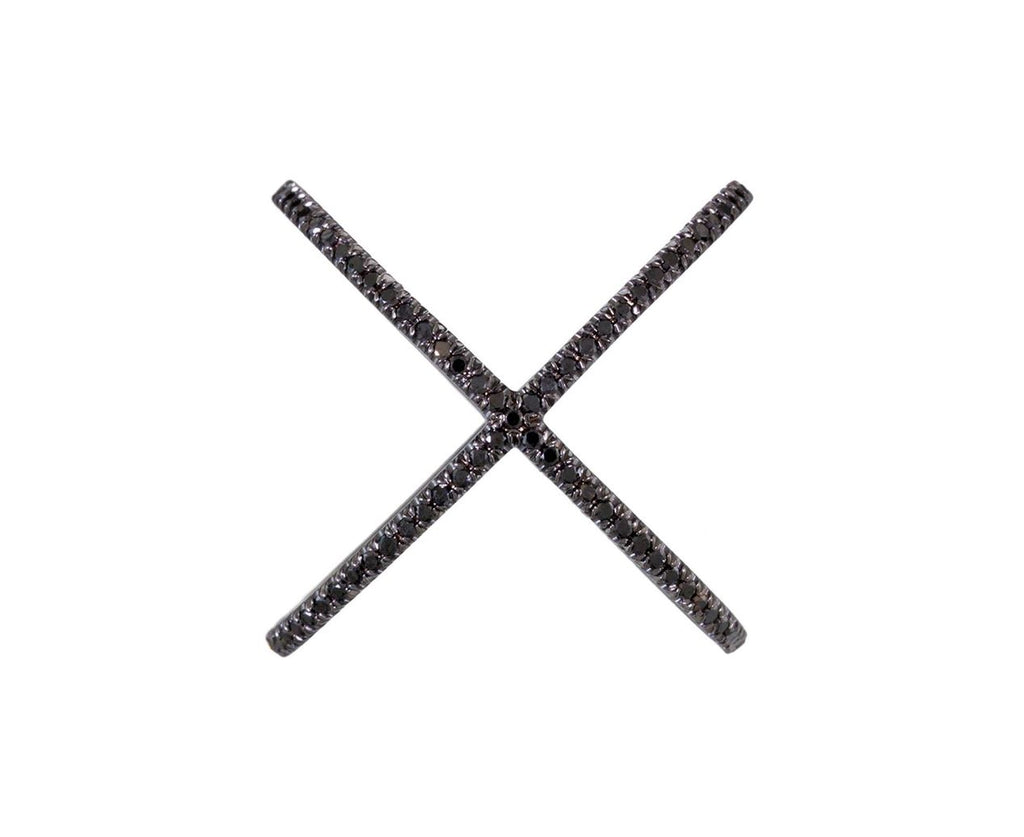 Blackened White Gold and Black Diamond X Ring