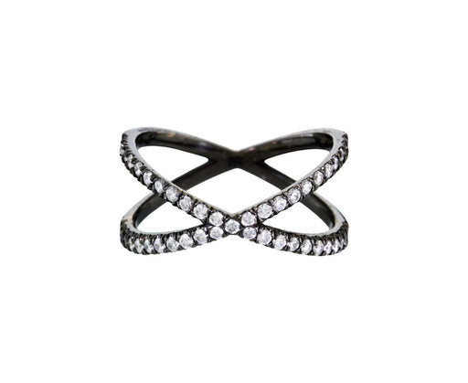 Blackened Gold and White Diamond Shorty Ring - TWISTonline 