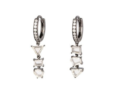 White Portrait Cut Diamond Hoops