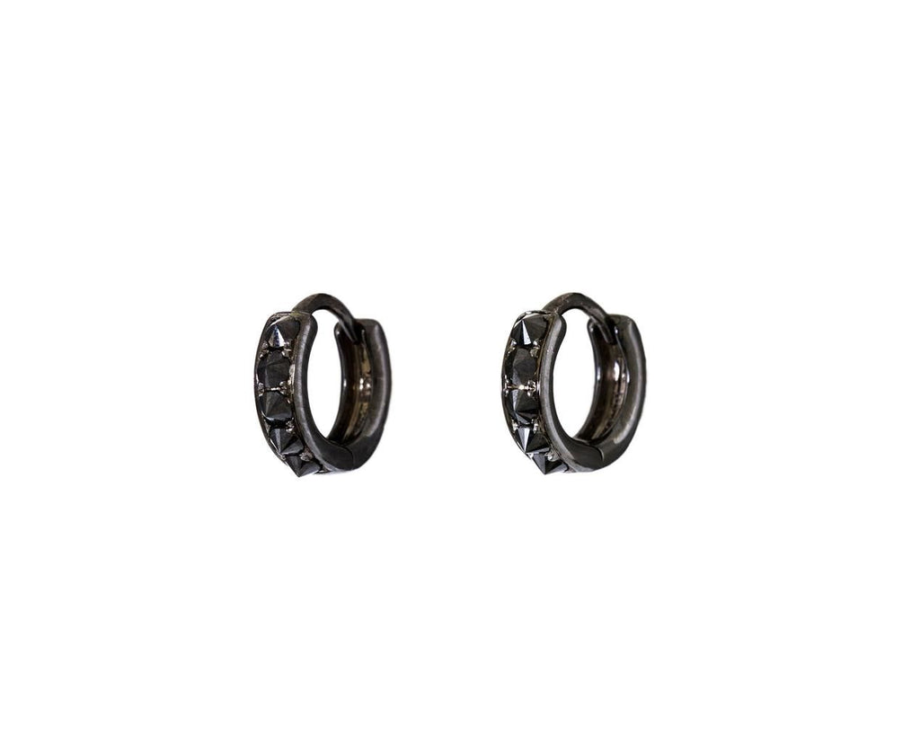 Inverted Black Diamond Blackened Huggie Hoops - TWISTonline 