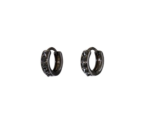 Inverted Black Diamond Blackened Huggie Hoops - TWISTonline 
