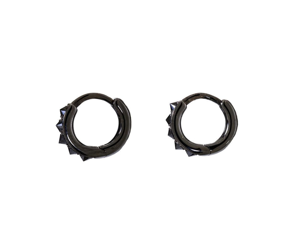 Inverted Black Diamond Blackened Huggie Hoops - TWISTonline 