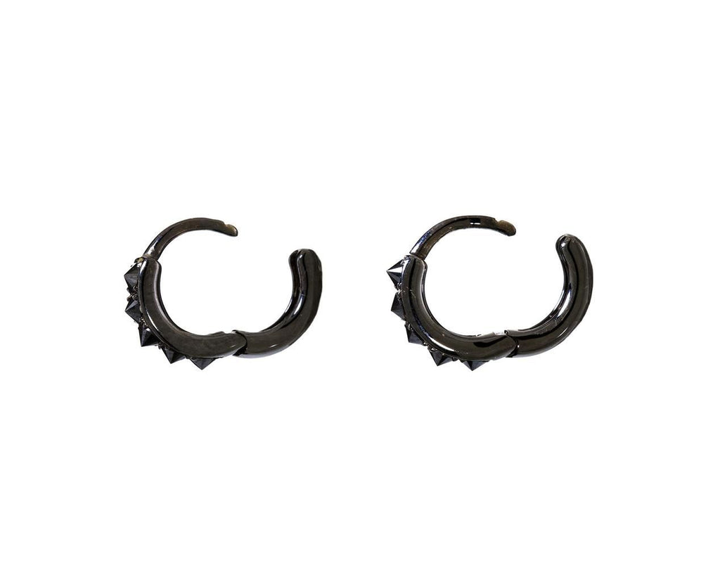 Inverted Black Diamond Blackened Huggie Hoops - TWISTonline 