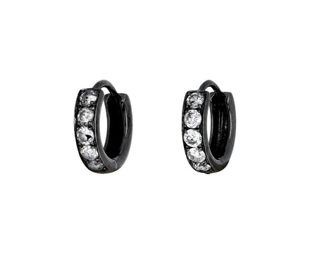 White Diamond Huggie Hoop Earrings