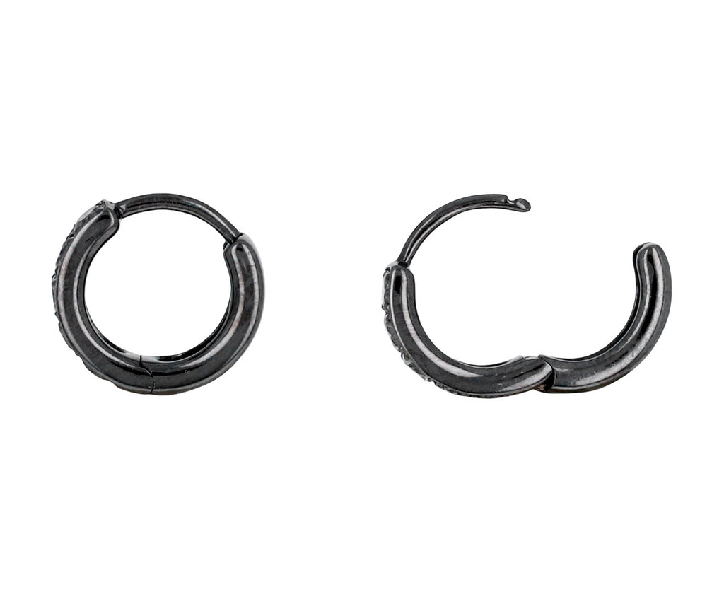 White Diamond Huggie Hoop Earrings