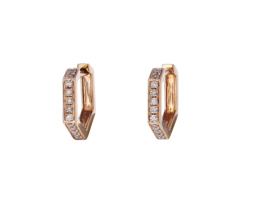 Champagne Diamond Hexagon Hoop Earrings