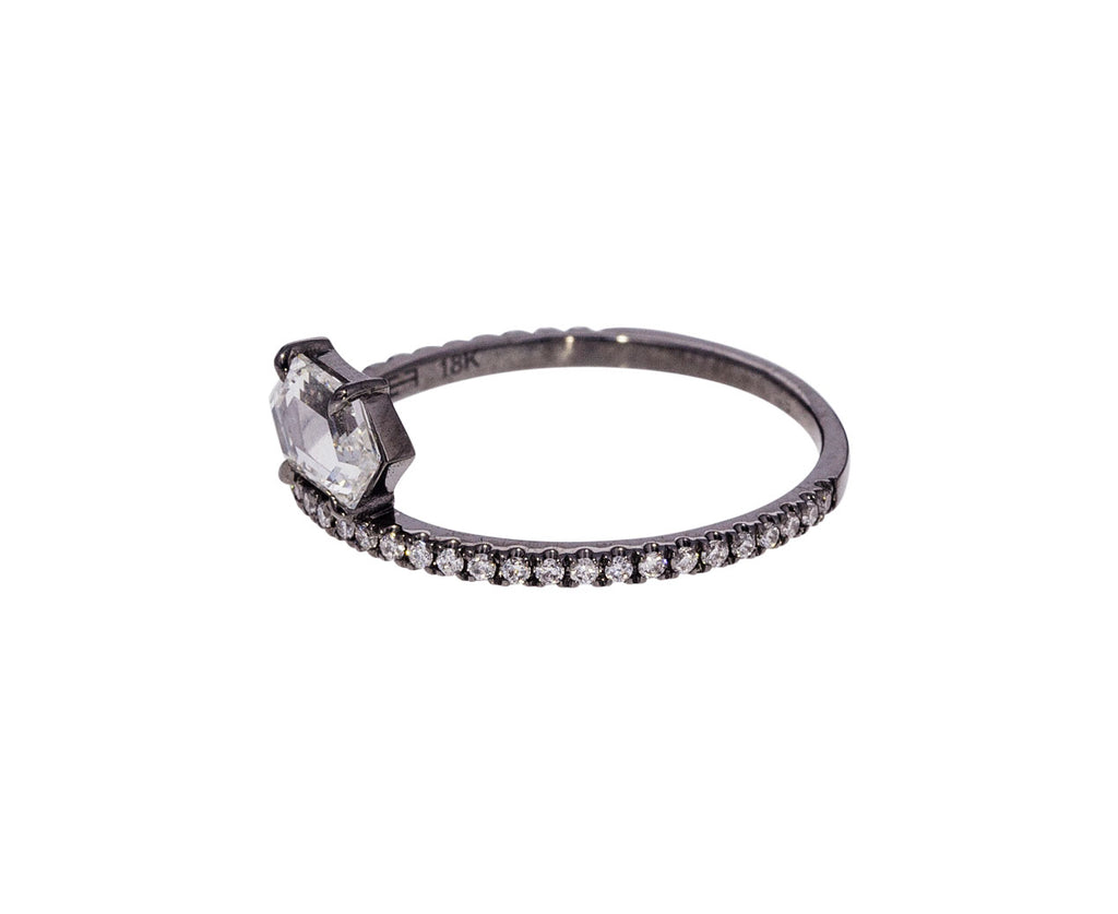 Off Set Diamond Solitaire on Pavé Band - TWISTonline 