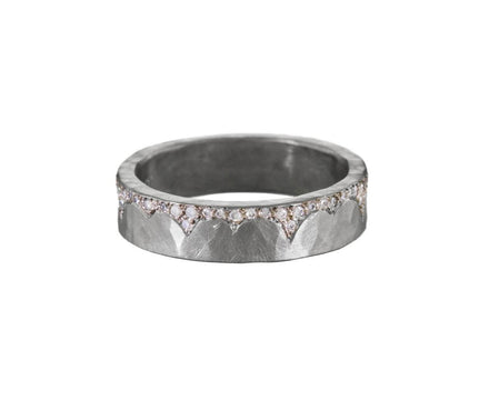 White Gold Diamond Edged Flat Band - TWISTonline 