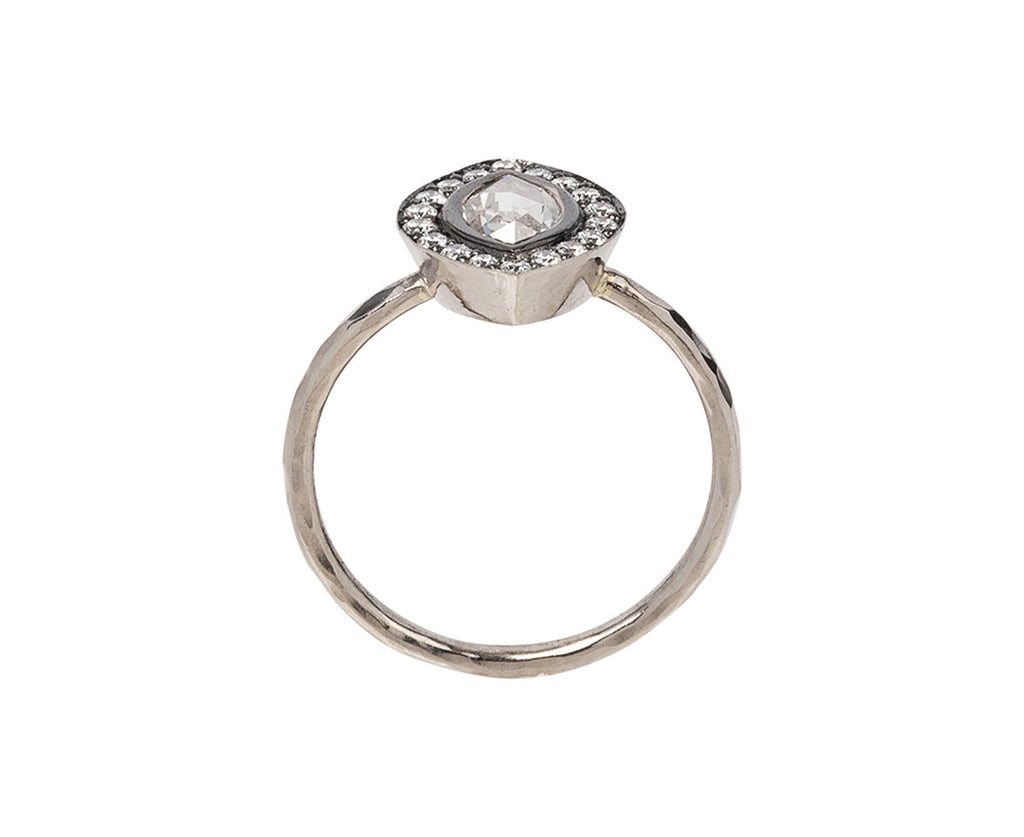 Rose Cut Diamond Halo Solitaire Ring