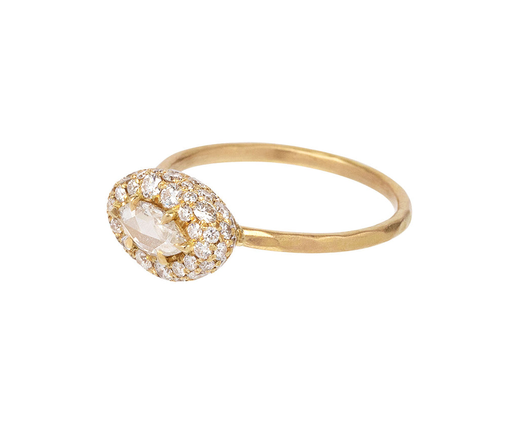 Rose Cut Marquise Diamond Pillow Solitaire Ring