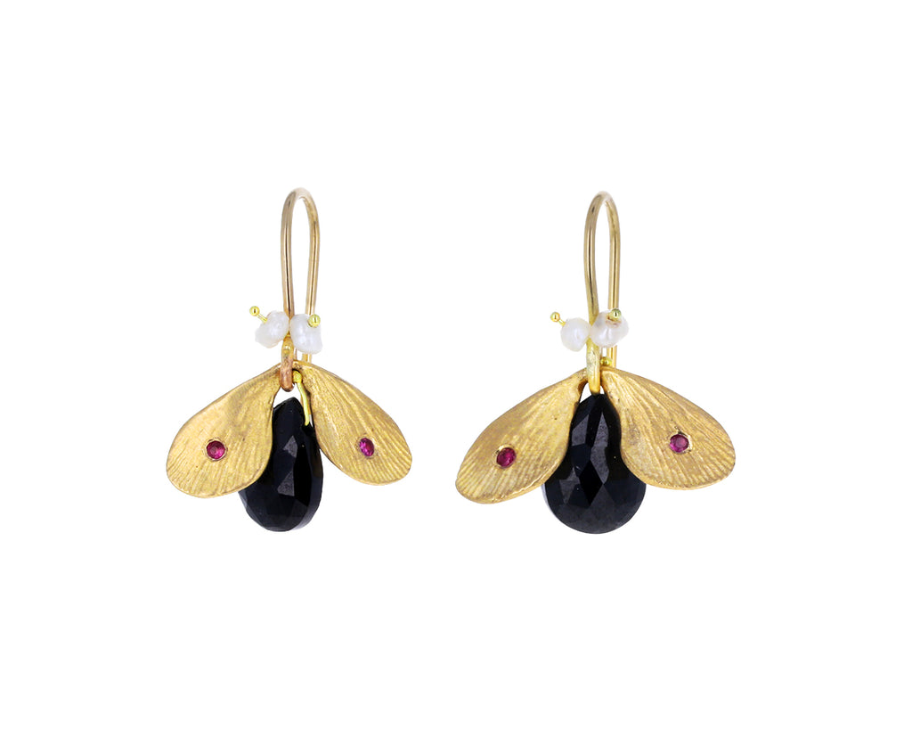 Black Spinel Jeweled Bug Earrings