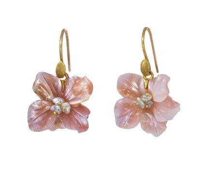 Pink Mother-of-Pearl African Violet Blossom Earrings - TWISTonline 
