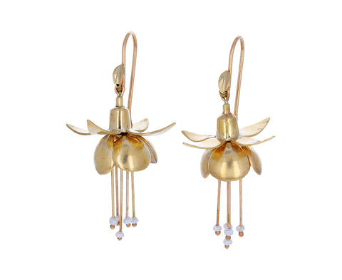 Fuchsia Pearl Flower Earrings