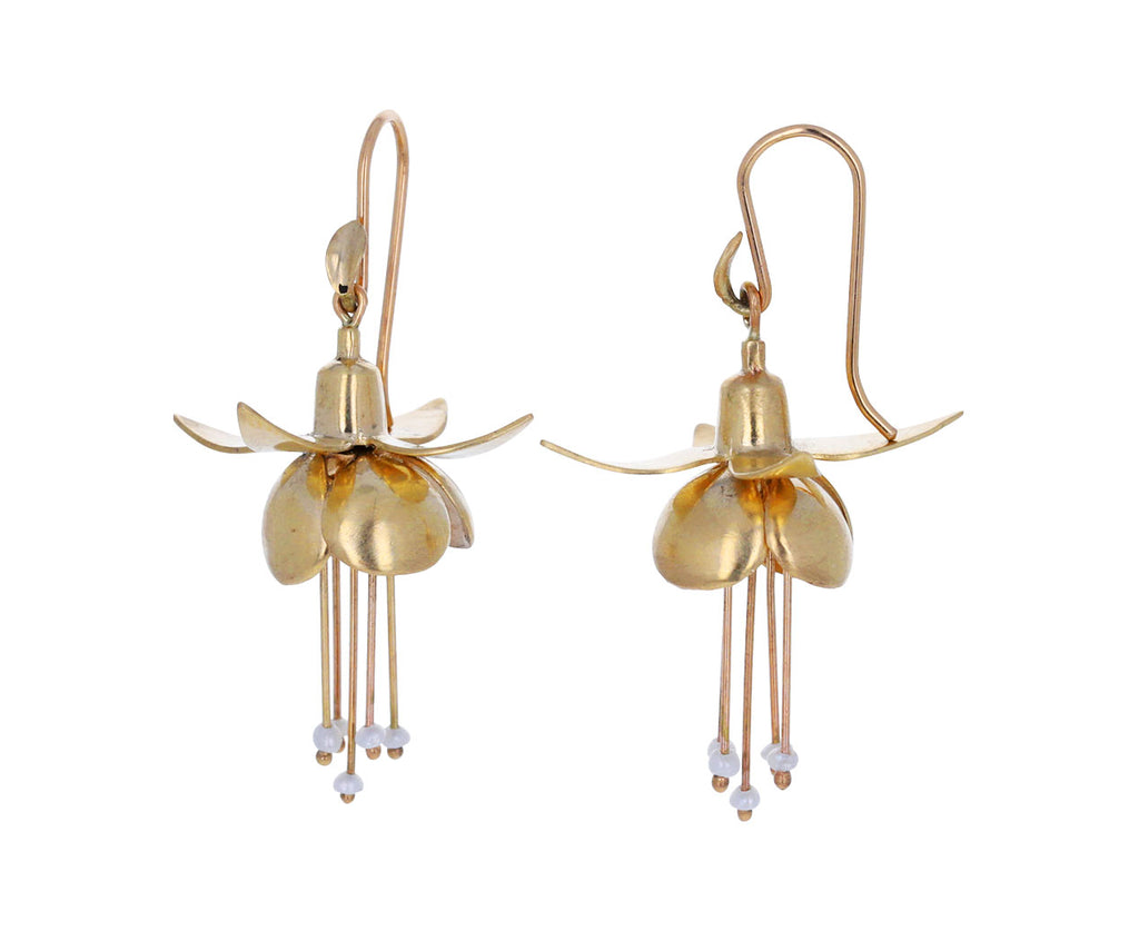 Fuchsia Pearl Flower Earrings