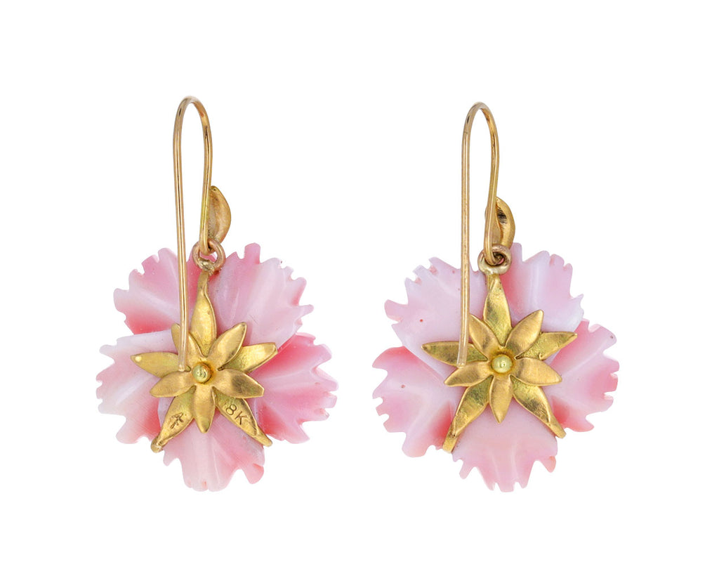 Small Pink Conch Wild Rose Blossom Earrings