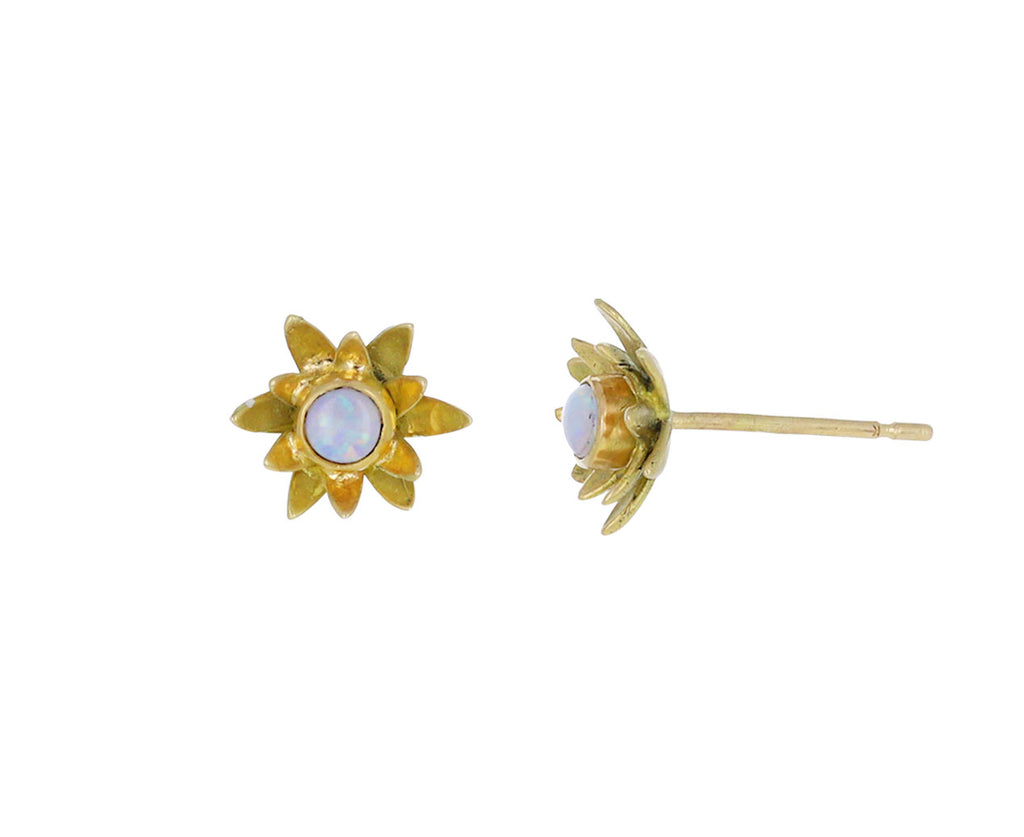 Opal Waterlily Blossom Stud Earrings