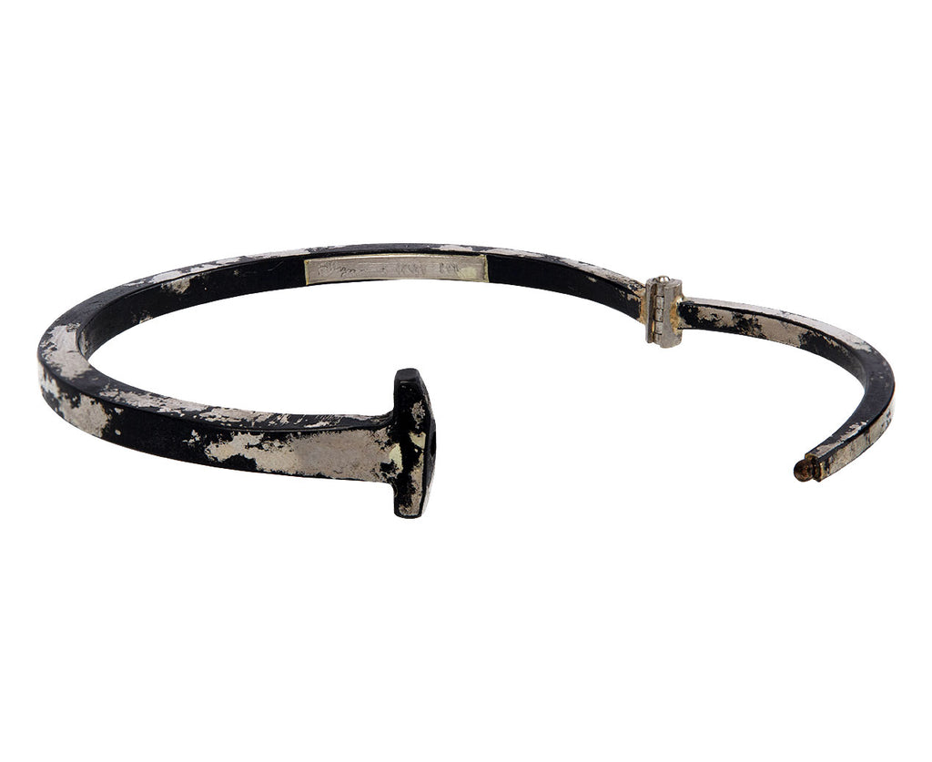 Pat Flynn White Gold Palladium Dust Iron Nail Bracelet Clasp Open