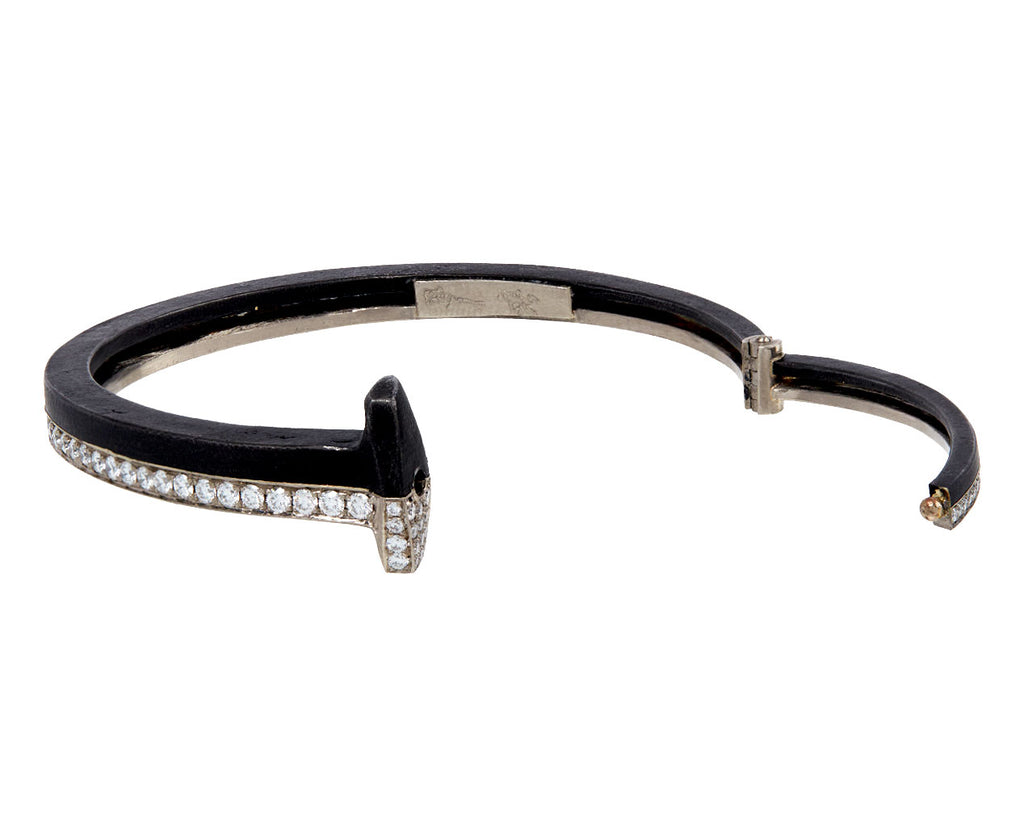 Pat Flynn White Gold Diamond Alchemy Nail Bracelet Open
