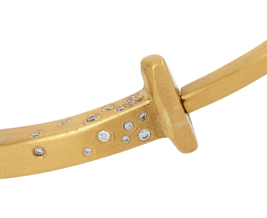 Pat Flynn Yellow Gold Diamond Sprinkle Bracelet Clasp Close Up