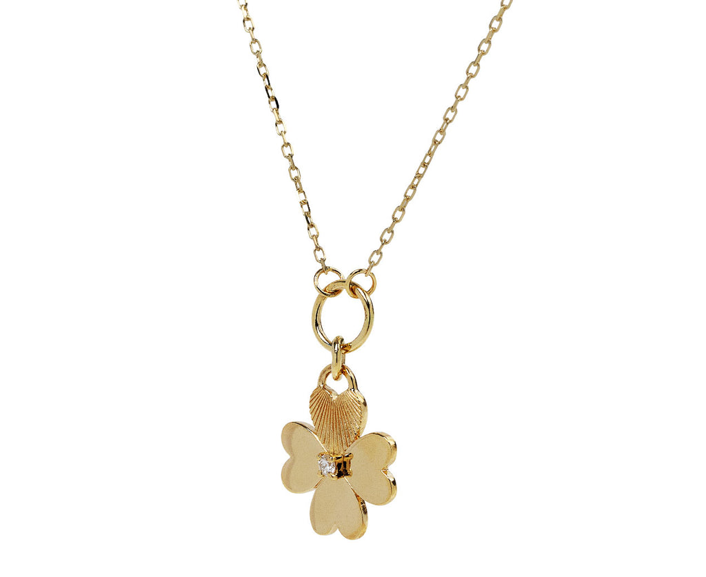 Foundrae Mini Four Heart Clover Medallion Necklace Side View
