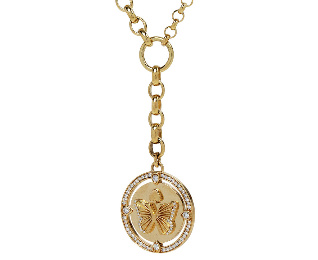 Foundrae Large Reverie Specialty Medallion Heavy Mixed Belcher Chain Necklace Side View