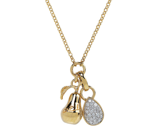 Foundrae Pear and Pave Pear Stationary Pendant Necklace