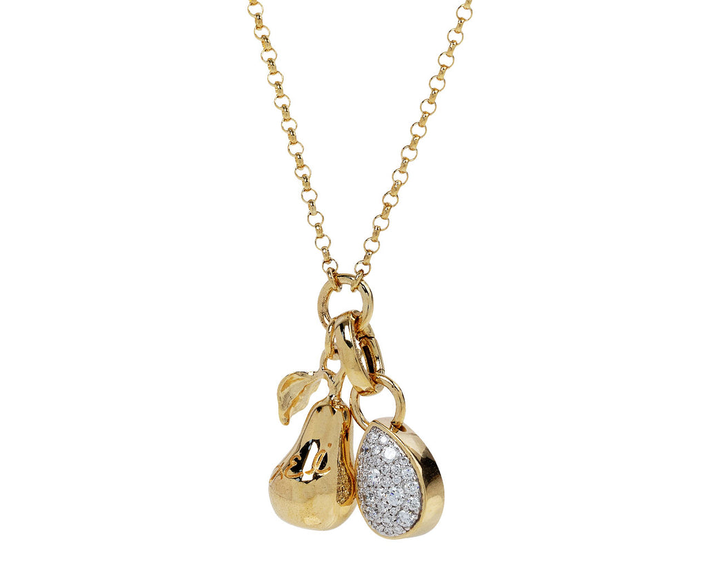 Foundrae Pear and Pave Pear Stationary Pendant Necklace Side View