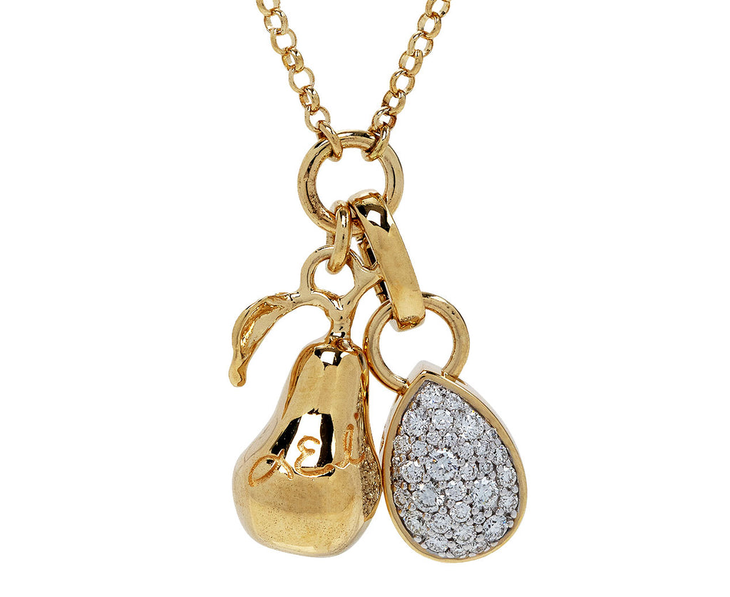 Foundrae Pear and Pave Pear Stationary Pendant Necklace Close Up
