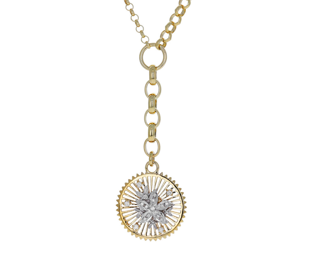 Mixed Belcher Chain and Medium Mille Fleur Medallion Necklace
