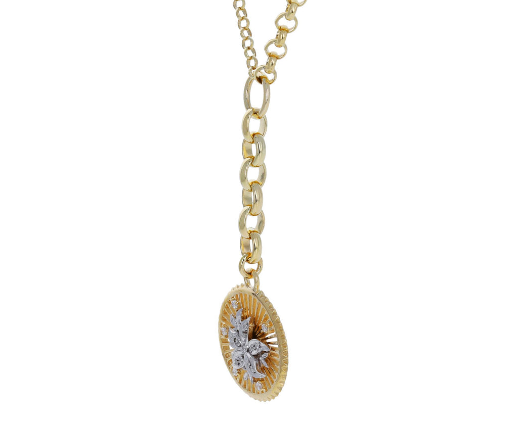 Mixed Belcher Chain and Medium Mille Fleur Medallion Necklace