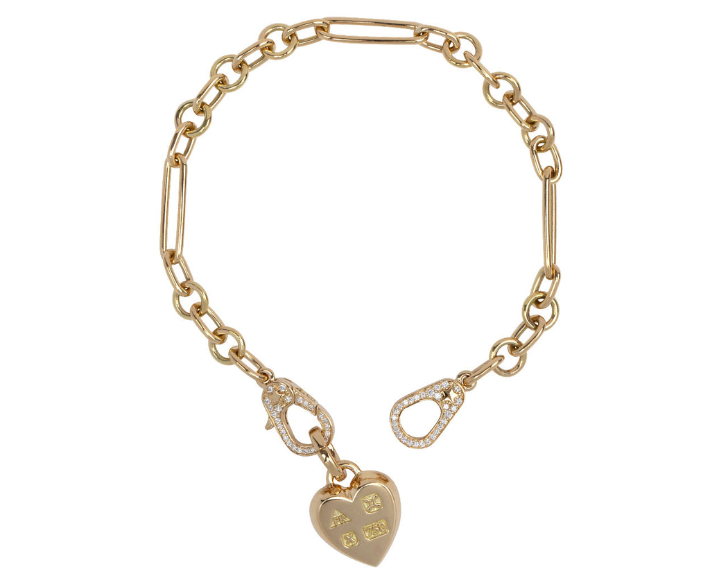 Foundrae Small Mixed Clip Diamond Sister Hook Heart Ingot Bracelet Clasp Open