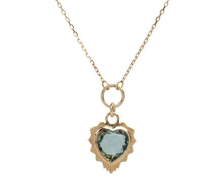 Foundrae Prasiolite Gemstone True Love Heart Pendant Necklace