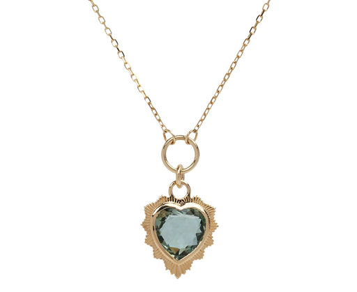 Foundrae Prasiolite Gemstone True Love Heart Pendant Necklace