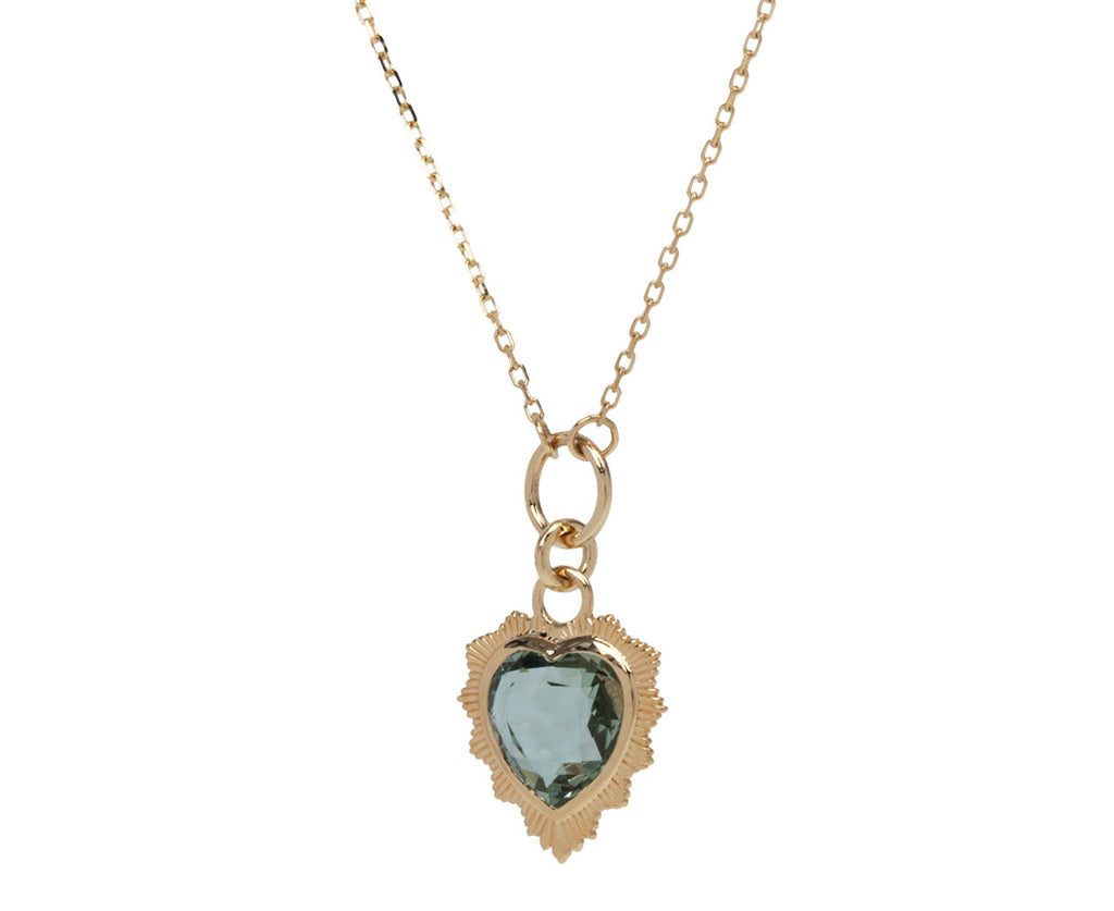 Foundrae Prasiolite Gemstone True Love Heart Pendant Necklace Side View