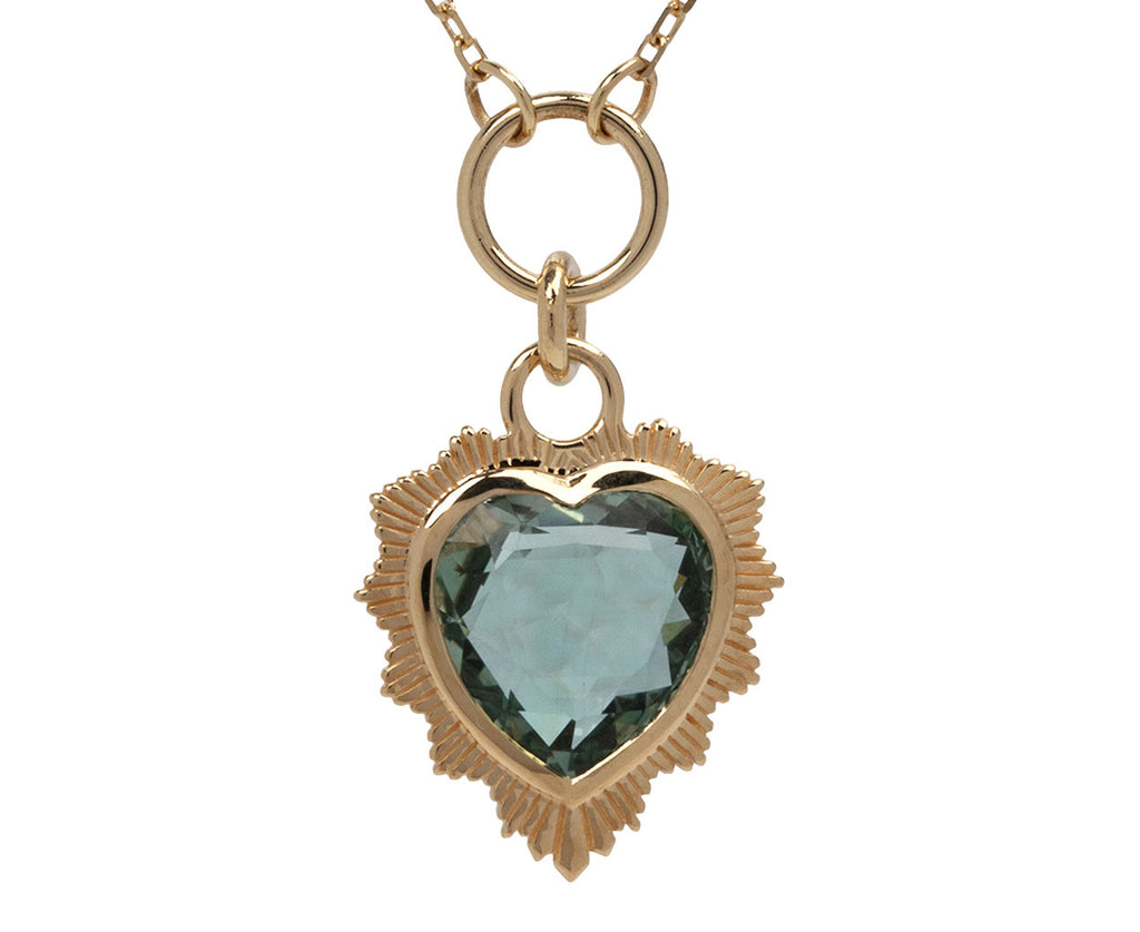 Foundrae Prasiolite Gemstone True Love Heart Pendant Necklace Close Up