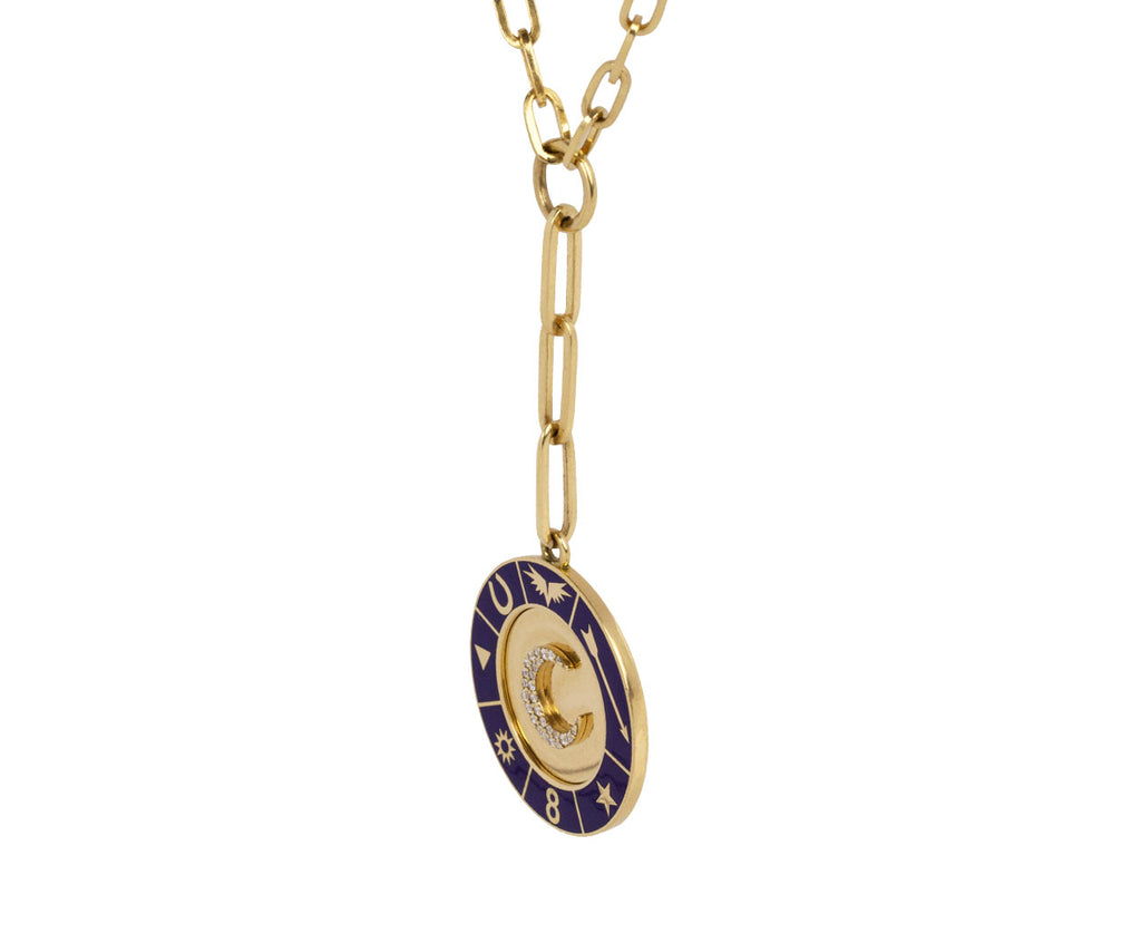 Foundrae Large Crescent Refined Clip and Classic Fob Chain Necklace Side