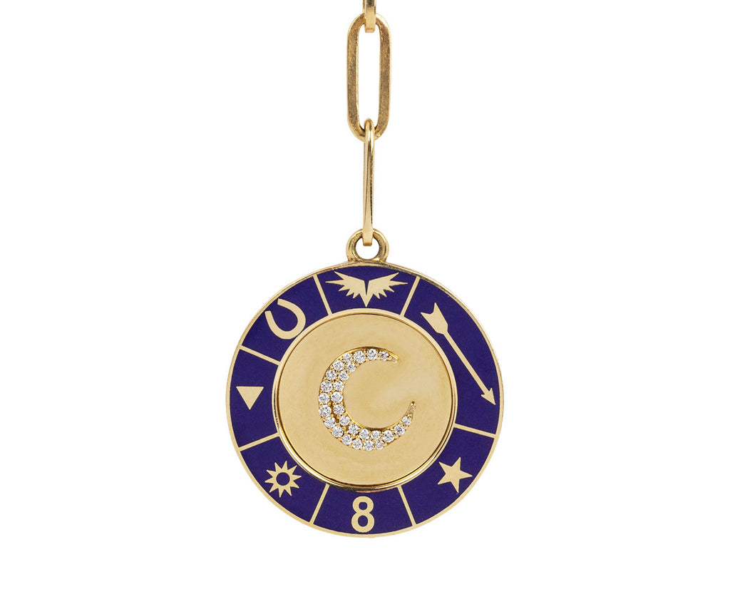 Foundrae Large Crescent Refined Clip and Classic Fob Chain Necklace Close Up